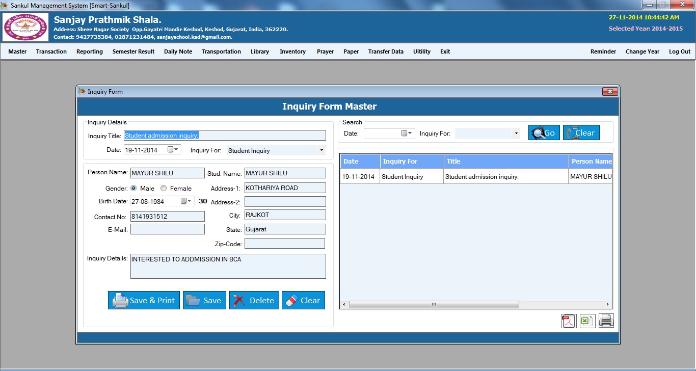 School Management System Software Inquiry